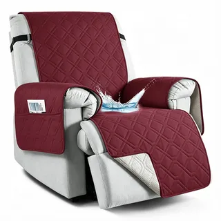 aolceth Sesselschoner für Fernsehsessel, 100% Wasserdicht Sesselbezug für Relaxsessel, Anti-Rutsch Antifouling 1 Sitzer Sesselschoner mit Taschen,Möbelschutz, 91x79in