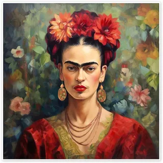 Mark Ashkenazi Frida Kahlo Vintage Poster 70 x 70 cm | Surrealistische mexikanische Kunst | Blumen, Volkskunst, Symbolik, Feminismus & Wanddeko