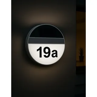 MeLiTec Solar-Hausnummer SH06, moderne LED-beleuchtete Hausnummer, für außen, wasserdicht, aus Edelstahl, kabellose Solar-Hausnummernleuchte - Silber