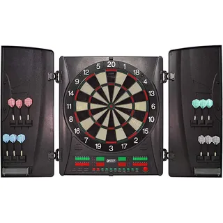 Best Sporting Dartscheibe elektronisch Wembley I elektronische Dartscheibe mit LED-Anzeigen I E-Dartscheibe mit 12 Dartpfeilen & Ersatzspitzen I Dartboard Kabinett offizielle Turniermaße