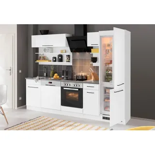 Küchenzeile KOCHSTATION "KS-Tulsa", weiß (küche: weiß, korpus: weiß, arbeitsplatte: anthrazit), B:270cm T:60cm, Komplettküchen-Sets, Küchenzeile, ohne E-Geräte, Breite 270 cm, schwarze Metallgriffe, MDF Fronten