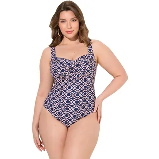 Ulla Popken Damen große Größen Übergrößen Plus Size Badeanzug, drapiert, Softcups, recycelt