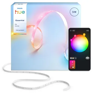 Philips Hue Essential 5-Meter-LED-Lightstrip, RGBIC, lebendige Farben, flexible Innenbeleuchtung, einfache Installation, App- und Sprachsteuerung, kompatibel mit Alexa, Google Assistant und Apple Home
