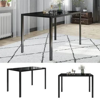 Vicco Esszimmertisch "Grand Metall" Schwarz, 120 x 70 x 75 cm, moderner Esstisch, Glas