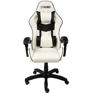 KUBO Gamer-Stuhl - Ergonomisch - Kopfstütze - Gaslift Stufe 4 Farbe: Weiß und Schwarz - Maximales Gewicht bis 130 kg