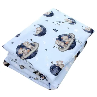 TupTam Kinder Gemusterte Bettdecken Set Ganzjahresdecke Bettdecke Kopfkissen Flachkissen 2tlg., Farbe: Bären im Kosmos, Größe: 135x100 cm