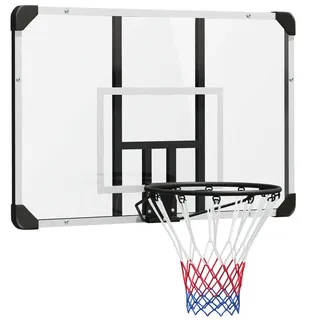 sportnow Basketballkorb Stahl Schwarz/Transparent/Weiß 113 x 61 cm