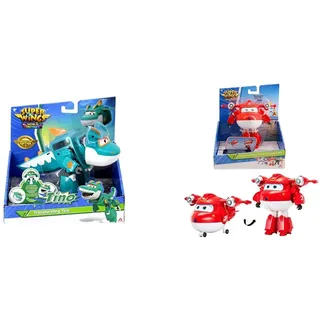 Super Wings Tino Dinosaur 5' Transforming Character Easy Transformation Preschool Kids Gift Toys & EU740283 - Transformations-Flugzeug Supercharged Jett