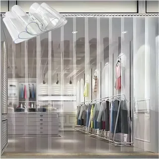 SYFXZZDS PVC Lamellenvorhang Streifenvorhang,Lamellenvorhang Stall Winddicht Transparenter Streifenvorhang Aus Kunststoff für Begehbare Gefrierschränke Kühlschränke Lagerhaus Garage(120x200cm/47.24x78