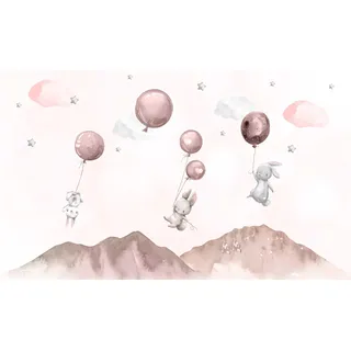 Magnetmatte für Heizkörper, Heizungen, Hasen, Luftballons, Rosa, 60x100