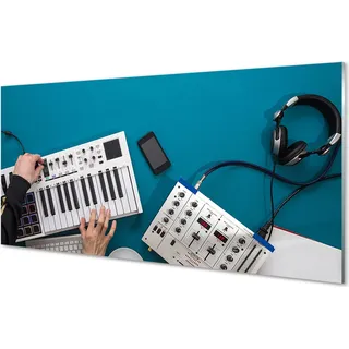 Spritzschutz 100x50 Wandkunst Konsole DJ-Kopfhörer - Blau