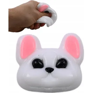Dehnbarer Hundekopf Antistress Spielzeug - Squishy Dog Stressball Fidget Toy für Kinder Weiß
