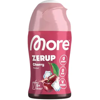 MORE Zerup, Cherry, 65 ml, für bis zu 8 l Fertiggetränk, zuckerfreier Sirup mit echten Fruchtextrakten, vegan, zero Kalorien - made in Germany
