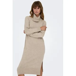 Only Damen Langes Strickkleid Langarm Midi Pullover Dress Rollkragen Sweater mit Schlitz ONLBRANDIE