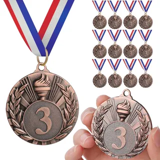 GeeRic Bronzemedaille für Kinder, 12 Stück Gewinner Bronzemedaille für Schule Kinder Sieger Medallien Super Medallien Podium Kindergeburtstag Kinder lieben Diese Medaille
