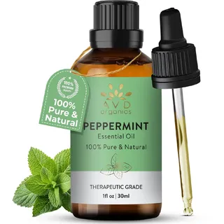 AVD ORGANICS Ätherisches Pfefferminzöl 30 ml | 100% reines und unverdünntes Mentha Piperita Öl | für Diffusor, Aromatherapie & Raumduft – 1 fl oz