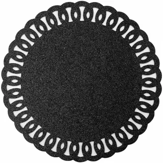 Douceur d'Intérieur Guirlande Tischset (Durchmesser 38 cm), Schwarz, durchbrochenes PVC mit Pailletten