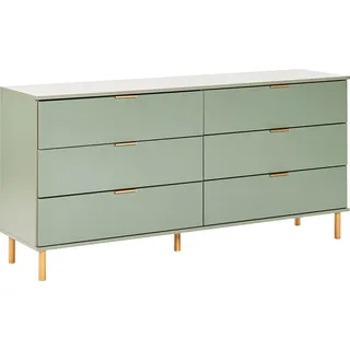 BELIANI Kommode Grün Faserplatte mit 6 Schubladen Goldene Griffe Helle Holzfüße Modernes Retro-Design Mehrzweckkommode Sideboard für Schlafzimmer - Grün, Gold