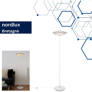 Nordlux Stehleuchte Bretagne Weiß Metall 149cm G9 mit Fußschalter Skandi-Design - Weiß
