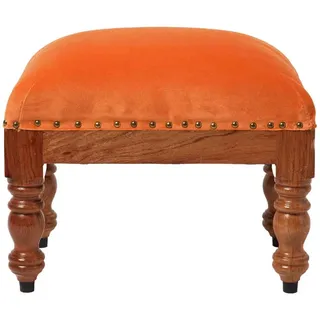 Homescapes Hocker Mable Samt 50 x 40 x 30 cm Orange