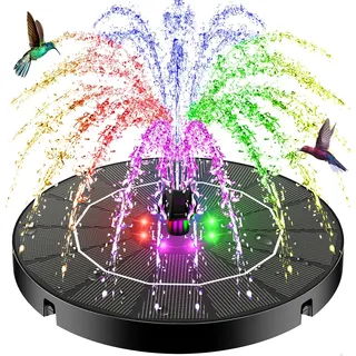 SZMP Solar Springbrunnen 3.5W, Solar Teichpumpe 2026 Upgrade, Eingebaute 2200mAh Batterie, 8 Bunten LED-Leuchten Solarbrunnen mit 8 Düse & 4 Fixer, Solar Schwimmender Fontäne Pumpe für Garten, Teich