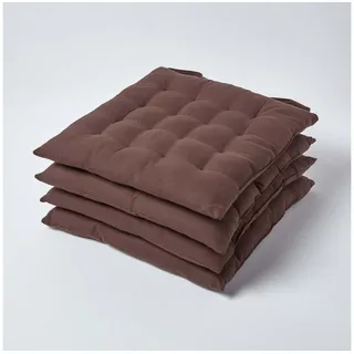 Homescapes Stuhlkissen 6er-Set 40 x 40 cm Braun