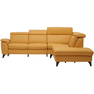 Cantus Ecksofa , Gelb , Leder , Echtleder , Color-Finish-Leder , Uni , Ottomane rechts, L-Form , 285x239 cm , Typenauswahl, Bettkasten erhältlich, Fußauswahl, Lederauswahl, Stoffauswahl, seitenverkehrt erhältlich, Hocker erhältlich, Rückenfutter , Wohnzimmer, Sofas & Couches, Wohnlandschaften, Ecksofas