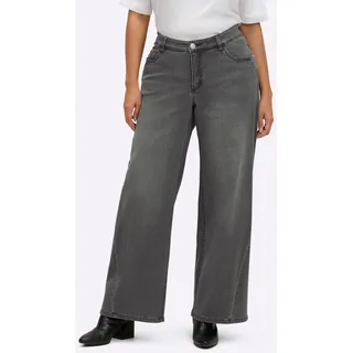 Bequeme Jeans SHEEGO, Damen, Gr. 48, Normalgrößen, stone, grau, denim, 95% Baumwolle, 3% Polyester, 2% Elasthan, unifarben, lang, Jeans Bequeme Jeans