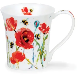 Dunoon JU-BUSB-PO Becher aus Knochenporzellan, Motiv: Mohnblumen, 0,2 l