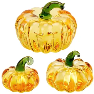 PH PandaHall 3 Stück Kristall Kürbis Sammelfiguren 3 Größen Glas Kürbis Briefbeschwerer Gold Tabletop Display Dekorative Kürbisse Ornamente für Herbst Erntedank Ernte Home Office Desk Decor Geschenk