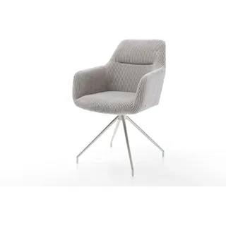 DELIFE Esszimmerstuhl Pejo-Flex Cord Silbergrau Kreuzgestell konisch Edelstahl Taschenfederkern - Grau