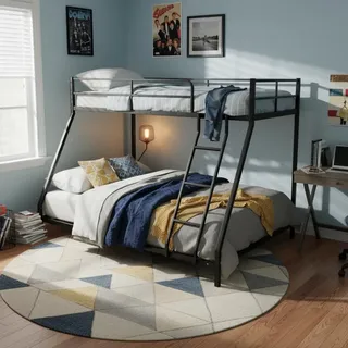 FAVSH Etagenbett aus Metall 80x190 cm / 80x200 cm, Hochbett Stockbett mit Lattenrost, Stabiles Bettgestell für Kinderzimmer, Jugendliche und Erwachsene, Schwarz