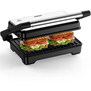 yashe Sandwichmaker, 1500W Panini Grill, XXL Antihaftplatten, Automatische Temperaturregelung, Kontrollleuchten, Für 2 Scheiben