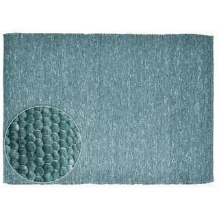 THEKO Handwebteppich ¦ grün ¦ Wolle ¦ Maße (cm): B: 40 H: 1,2