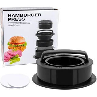 Zhushishunyi 3-in-1 Hamburgerpresse Set, Burgerpresse, Hamburger Maker, Burger Patty Presse Former, Patties Presse, Hamburger Patty Maker für Burger Buns Patties, mit 200 Blatt Antihaft Burgerpapier