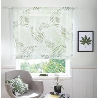 Raffrollo MY HOME "Paula" Gr. 3, grün, B:100cm H:140cm, Voile, Obermaterial: 100% Polyester, Raffrollos, Raffrollo, Bändchenrollo, mit Blättern/Palmmotiven einseitig bedruckt, Topseller