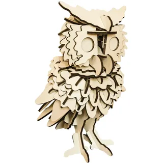 Pebaro 858/1L Holzbausatz Eule Lasercut, 3D Puzzle, Holzpuzzle