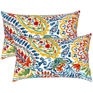 LVTXIII Lendenkissen für Terrasse, 30,5 x 50,8 cm, lichtbeständig, für den Außenbereich, mit Innenfutter, flauschig, dekorative Lendenkissen für Zuhause, Terrasse, Trainer, Sofa, Paisleymuster,