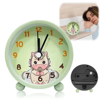 YeahBoom Kinderwecker für Schulanfänger,Kinder Lernwecker,Kinderwecker Mädchen Ohne Ticken,Wecker Kinder mit Nachtlicht,Einhorn Wecker,Batteriebetriebene Weckuhr für Mädchen Jungen