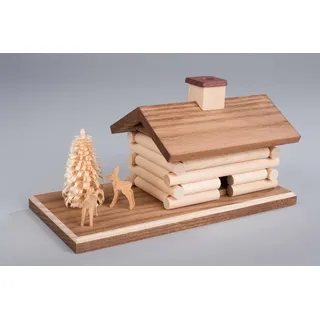 Albin Preissler Räucherhaus »Blockhütte mit Schornstein, Handwerkskunst aus dem Erzgebirge« Weihnachtsdeko aus Ahorn, beige