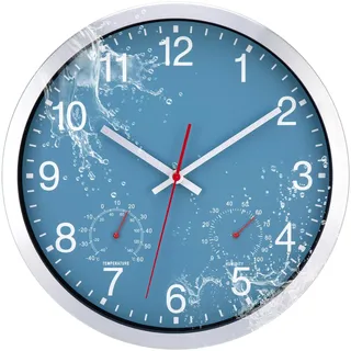 ACCSHINE Outdoor Wasserdicht Wanduhr Mit Thermometer und Hygrometer Anzeige Wanduhr Ohne TickgeräUsche Lautlos 30cm Quarz Batterie Betriebene Groß Deko Garten Wand Uhr