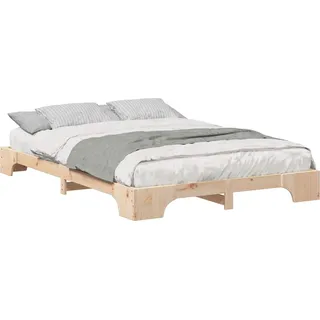 vidaXL Bettrahmen Braun 140 x 220 cm Massives Kiefernholz - Braun