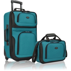 U.S. Traveler Rio Rugged Fabric Erweiterbares Handgepäck-Set, Blaugrün/EIN Hauch von Paradies (Trace of Paradise), 2 Wheel, Rio Rugged Fabric Expandable Carry-on Luggage 2 Wheel Rolling Suitcase