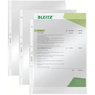 Leitz Super Premium Prospekthüllen-Set, 10 Stück, A4 Format, Glasklar mit glänzender Oberfläche, Obere Öffnung, 0,08 mm PVC-Hartfolie, 47343000, transparent