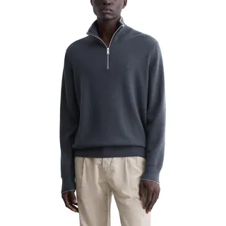 Marc O'Polo Herren Strickpullover mit Stehkragen Regular Fit, Blau (Dark Navy), S