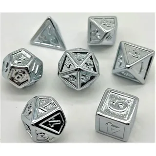 Dice4friends DIC37347 Würfelset Plated: Silver Embossed (7) Würfel