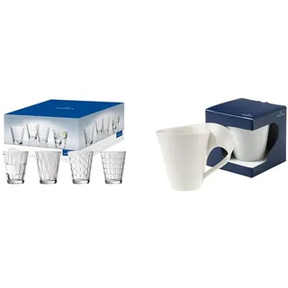 Villeroy & Boch – Dressed Up Wasserglas Set, Besondere Trinkgläser & NewWave Caffè | Tasse mit Henkel | 300 ml | Premium Porzellan | Spülmaschinen-, mikrowellengeeignet | Weiß.