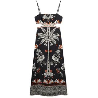 Superdry Statement Cut-out Langes Kleid - Jungle Fever Black - L