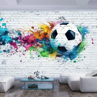 Fototapeten 3D Wanddeko Fußball bunte Steine XL Design Tapete Tapeten Wandtapete moderne Wandbild Wand Schlafzimmer Wohnzimmer