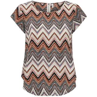 ONLY Damen Onlvic S/S AOP Top Noos Ptm, Cloud Dancer/AOP:Arabian Zigzag, 34